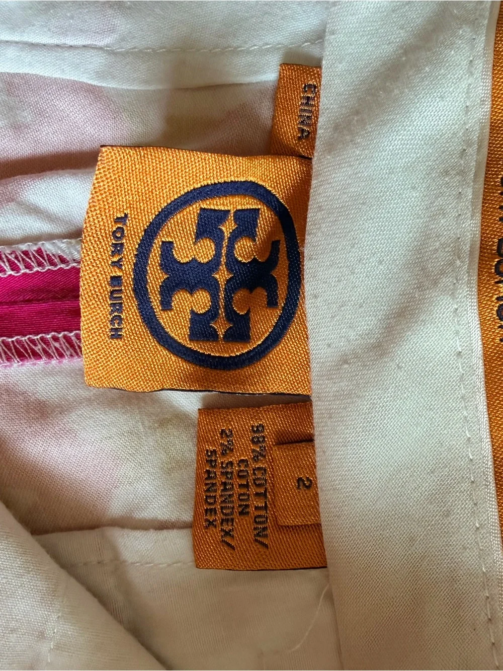 Tory Burch Pink Coral and Yellow Printed Cotton Shorts